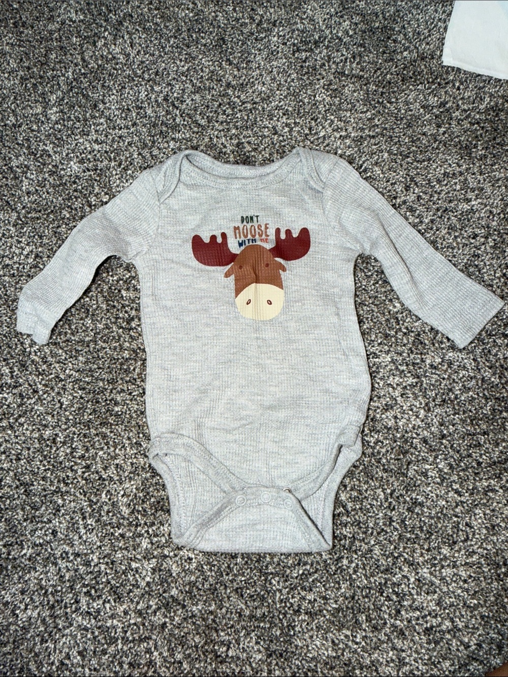 Baby Gear Gray Long-Sleeve Moose Print One-Piece Bodysuit